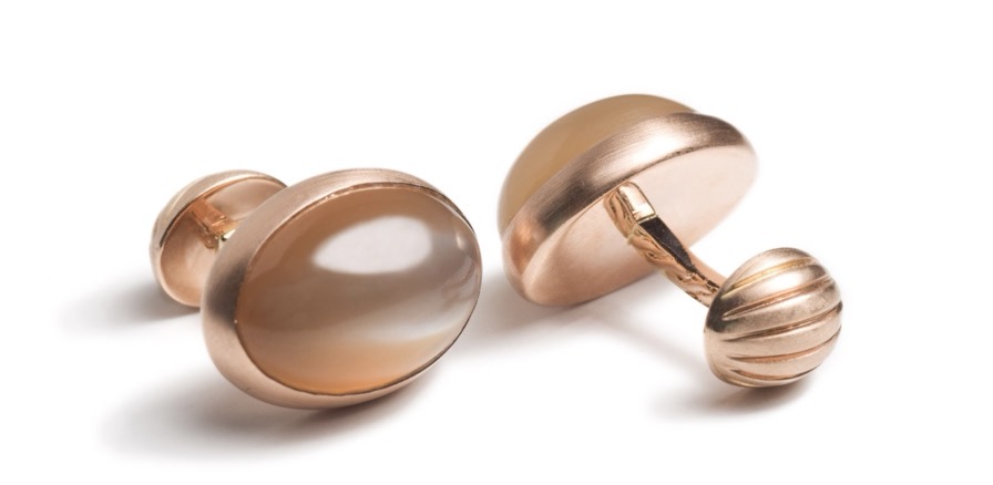 Peach Moonstone Oval Cufflinks