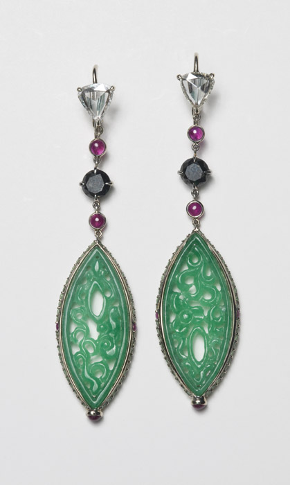 Jade marquise drop earrings