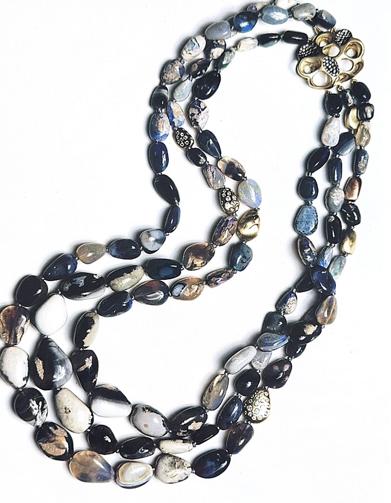Multi-strand sapphire bead necklace